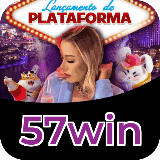Interface do aplicativo 57win mostrando jogos disponíveis no iOS e Android